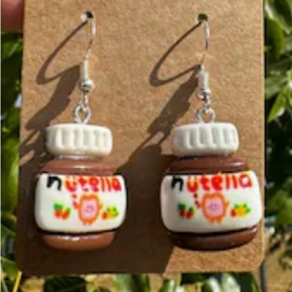 NWT - Nutella hazelnut chocolate spread earrings set - 1 inch x 0.5 inch